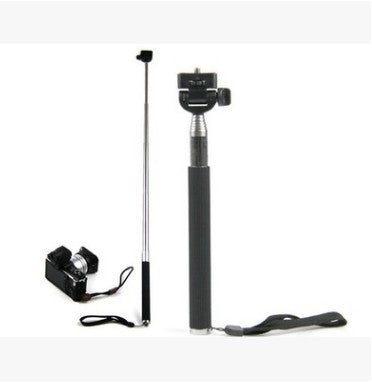 Stainless Steel 7-Section Telescopic  Tube Black Selfie Stick Bluetooth Remote Control Selfie Stick Set