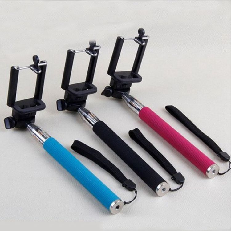 Stainless Steel 7-Section Telescopic  Tube Black Selfie Stick Bluetooth Remote Control Selfie Stick Set