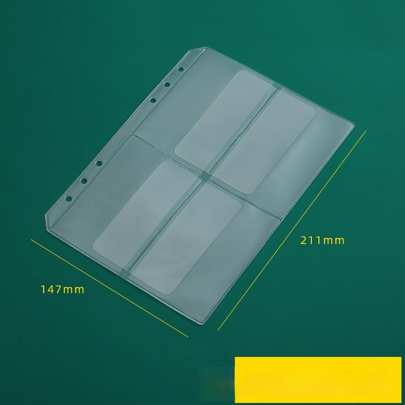 PVC Transparent Bag A5 A6 Loose Spiral Notebook Zipper Bag Loose-leaf 6-hole Storage Information Bag Business Card Album
