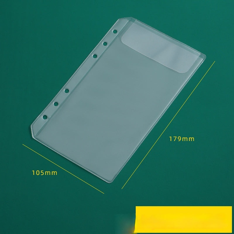 PVC Transparent Bag A5 A6 Loose Spiral Notebook Zipper Bag Loose-leaf 6-hole Storage Information Bag Business Card Album
