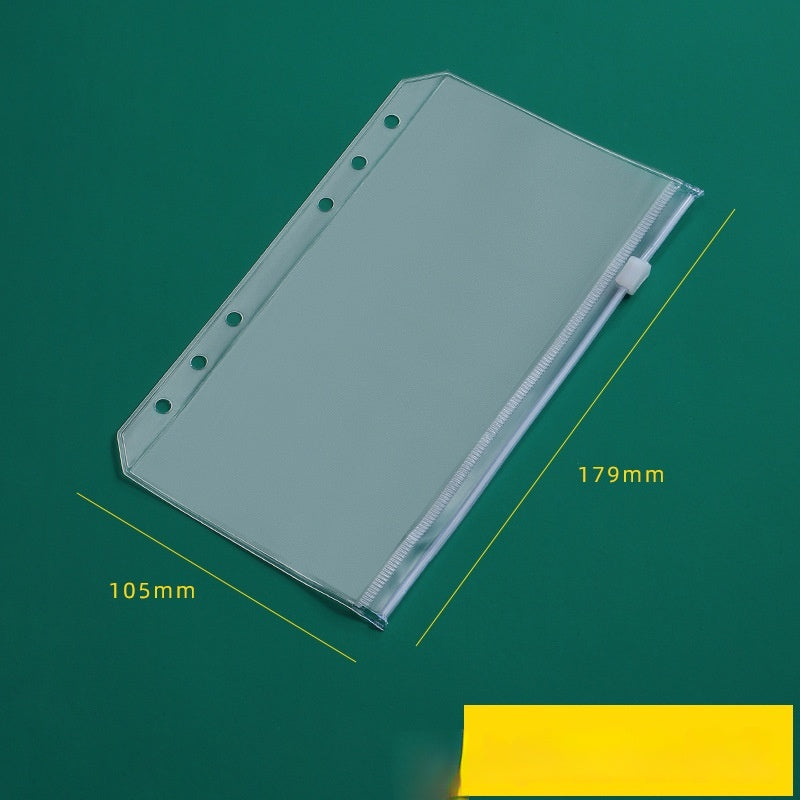 PVC Transparent Bag A5 A6 Loose Spiral Notebook Zipper Bag Loose-leaf 6-hole Storage Information Bag Business Card Album