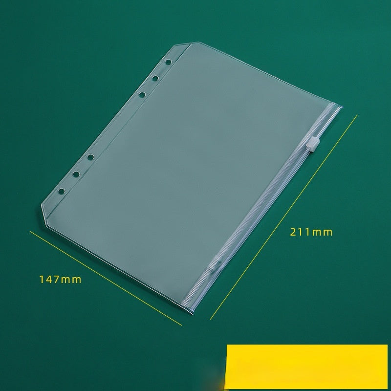 PVC Transparent Bag A5 A6 Loose Spiral Notebook Zipper Bag Loose-leaf 6-hole Storage Information Bag Business Card Album