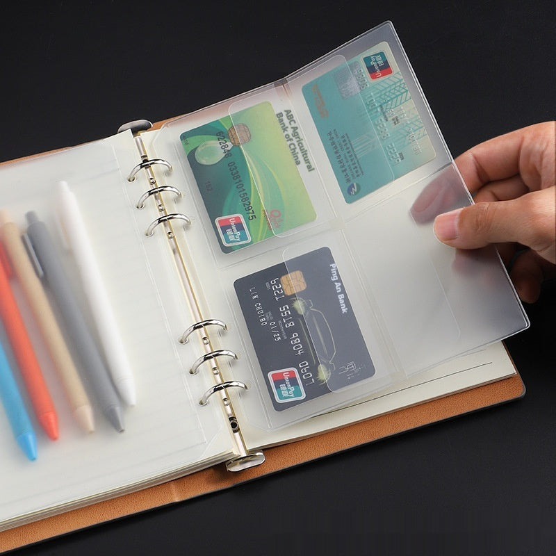 PVC Transparent Bag A5 A6 Loose Spiral Notebook Zipper Bag Loose-leaf 6-hole Storage Information Bag Business Card Album