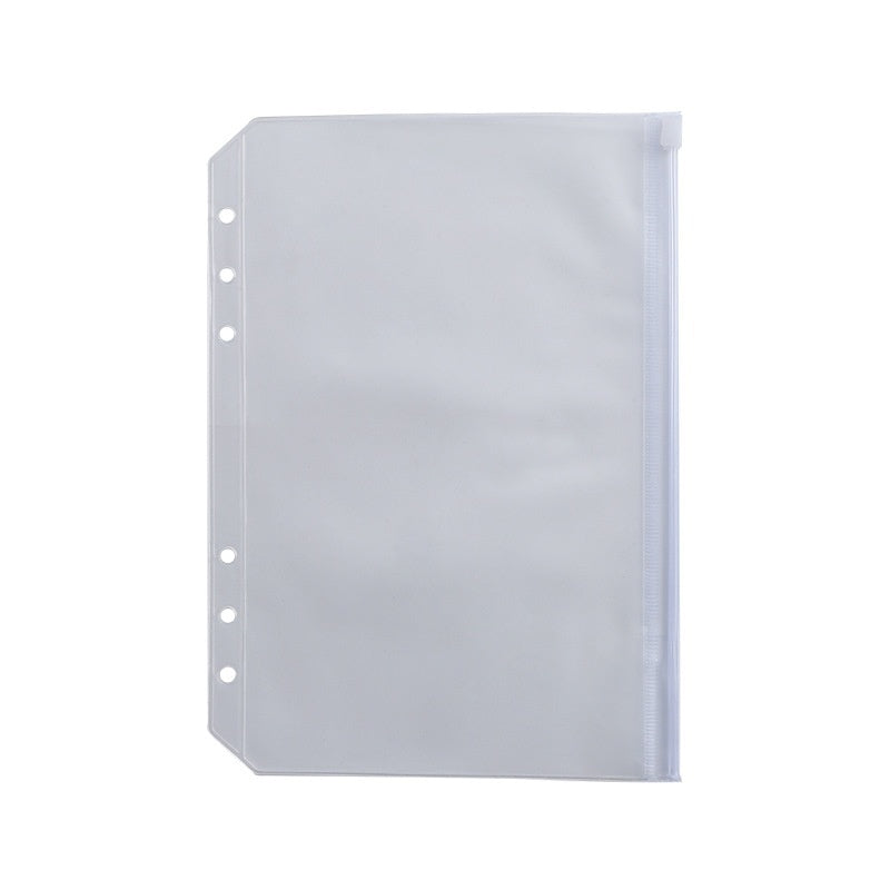 PVC Transparent Bag A5 A6 Loose Spiral Notebook Zipper Bag Loose-leaf 6-hole Storage Information Bag Business Card Album